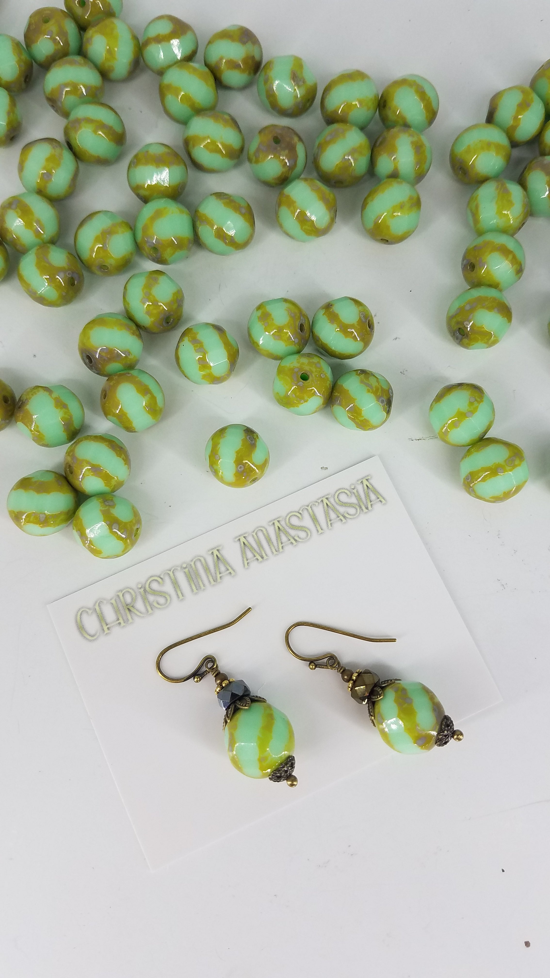 Mint Green Czech Glass Bit of Bliss