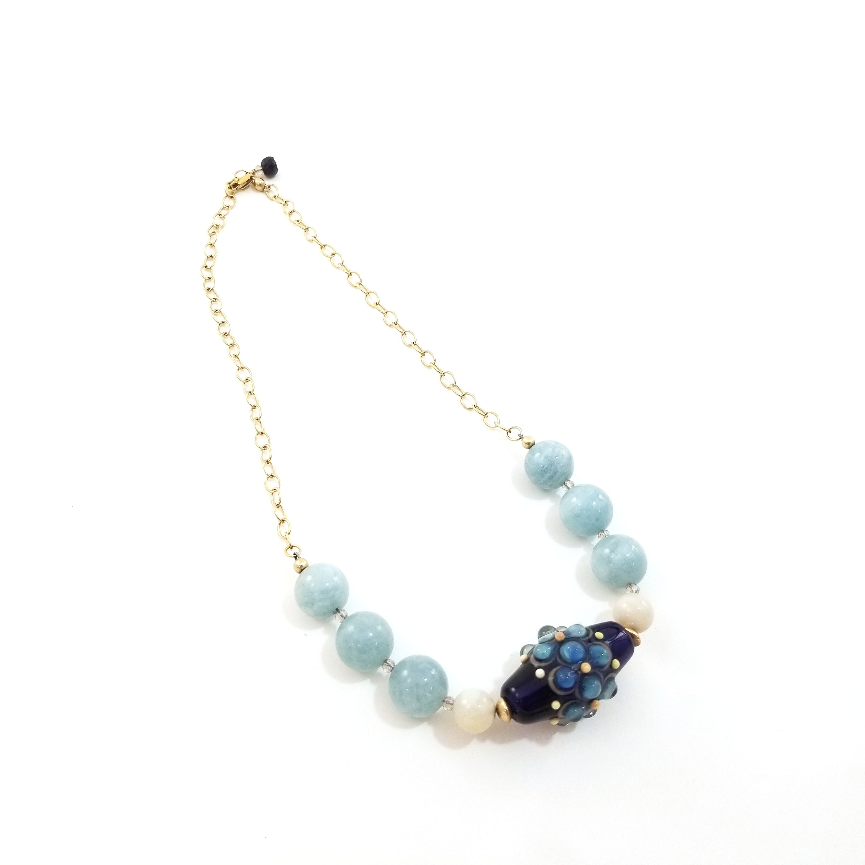 Lamp-work Glass and Natural Stone Necklace