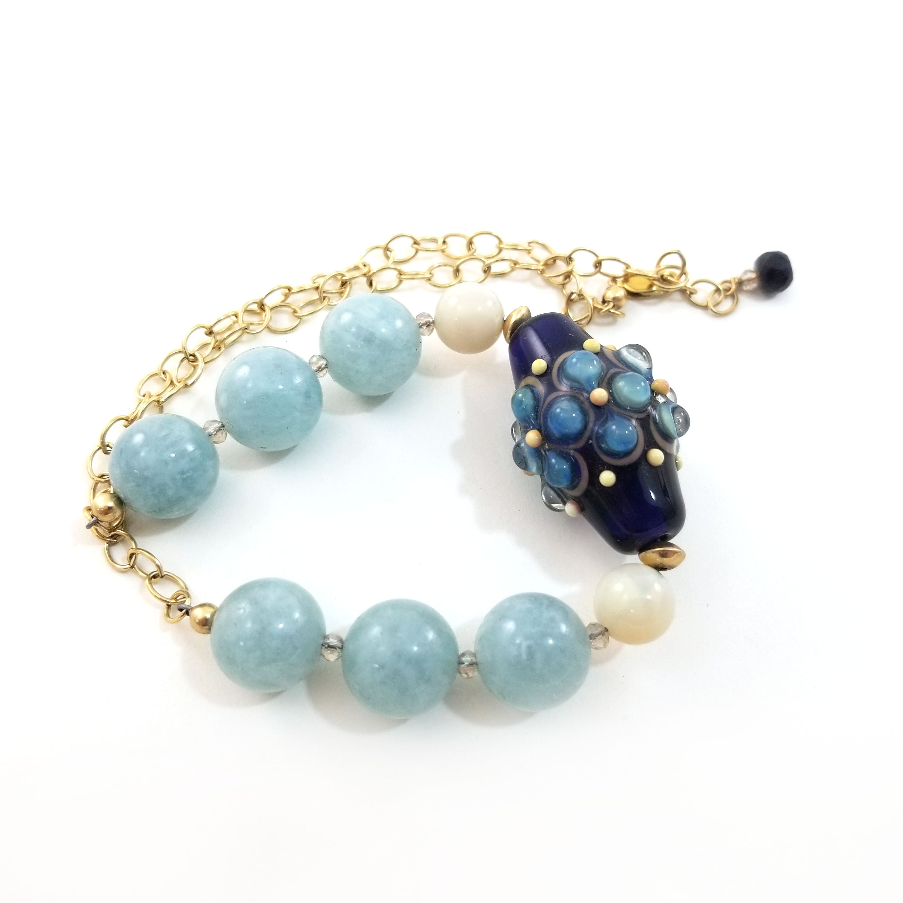 Lamp-work Glass and Natural Stone Necklace