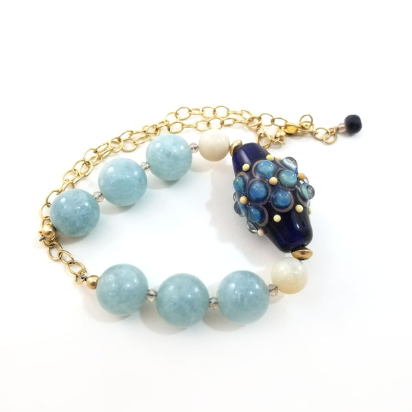 Lamp-work Glass and Natural Stone Necklace