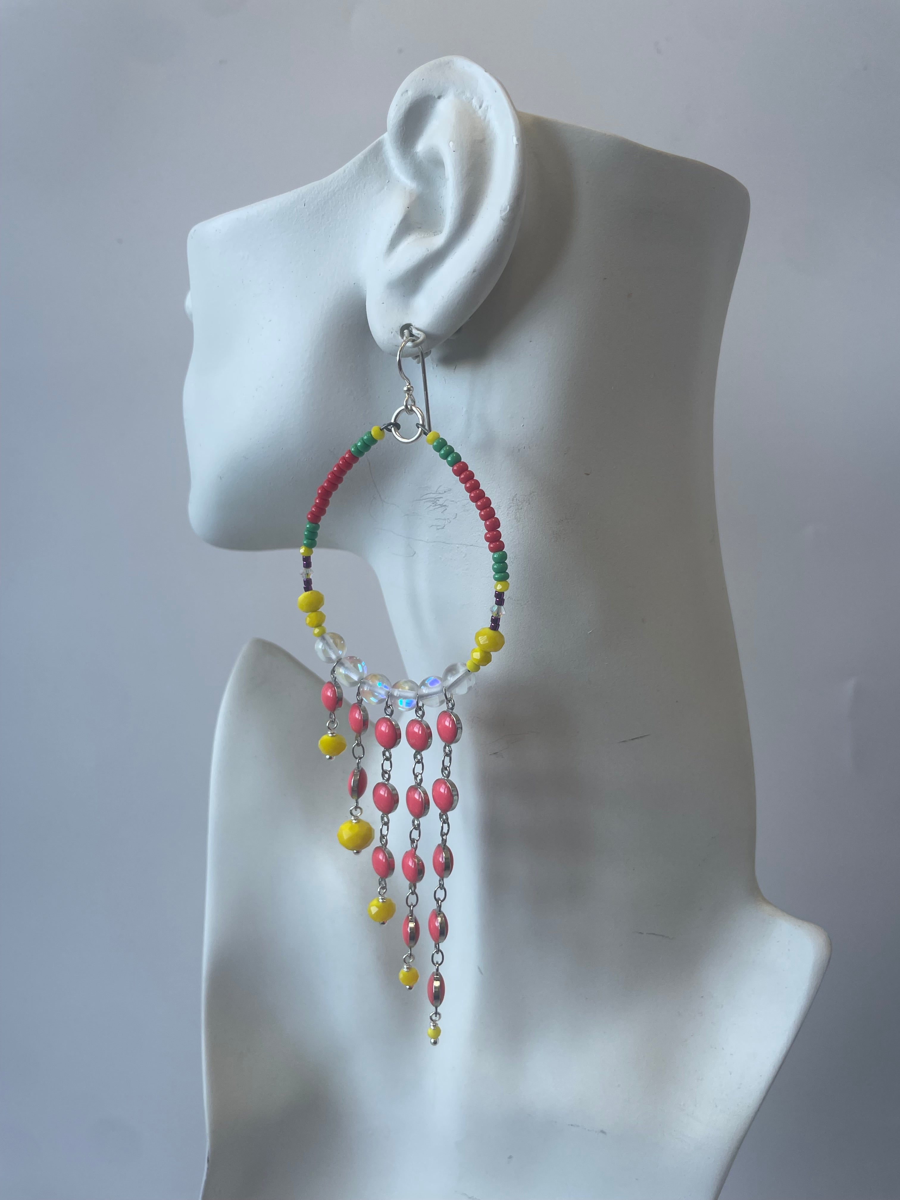 Pink & Yellow Chandelier Earrings