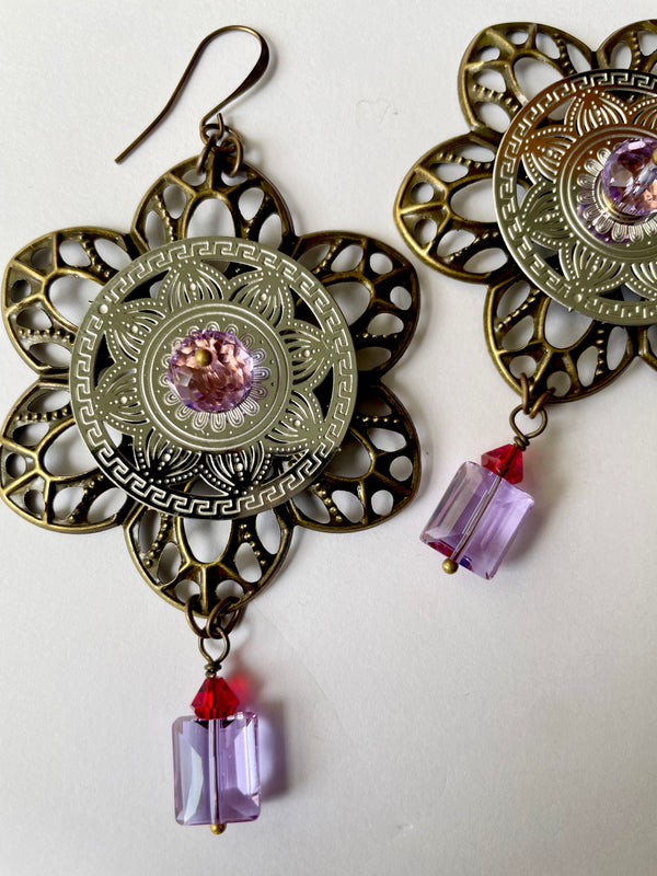 Lavender Moon Flower Earrings
