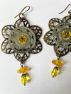 Yellow Moon Flower Earrings
