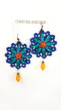 Blue Orange Mucha Earrings