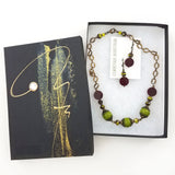 Chartreuse and Chocolate Necklace and Earring Set