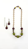 Chartreuse and Chocolate Necklace and Earring Set