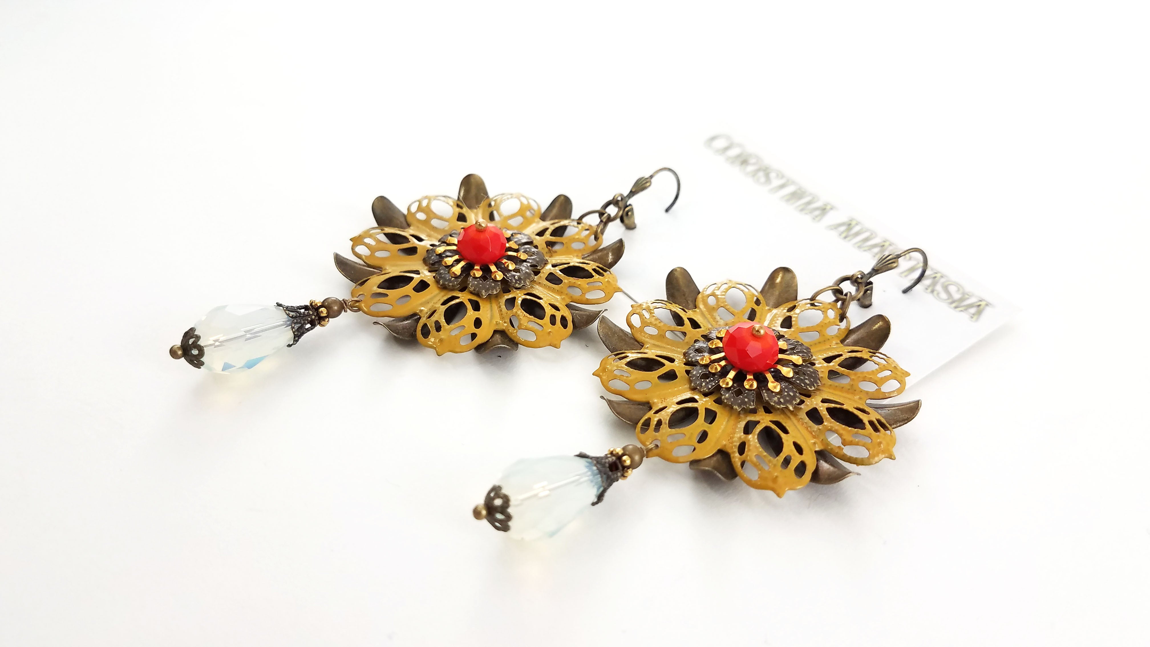 Mustard Flower Alphonse Mucha Earrings