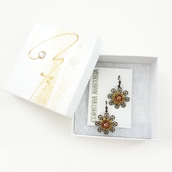 Petite Amber Mucha Earrings