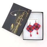 Grand Crimson Mucha Earrings