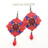 Grand Crimson Mucha Earrings